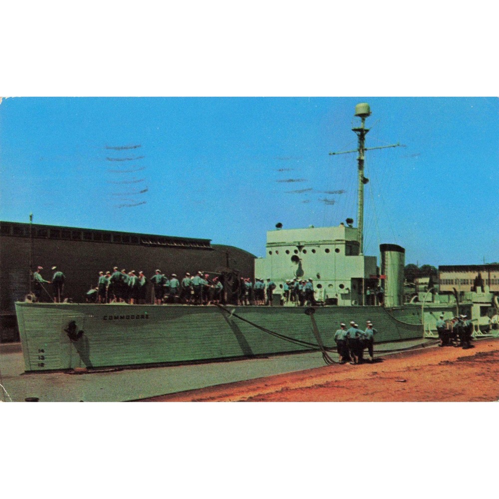 The Commodore Mock Ship US Naval Training Center Bainbridge MD Chrome Postcard
